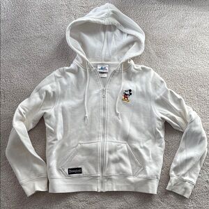 Like New! Disneyland White Hoodie with Mickey Mouse Embroidery - Large